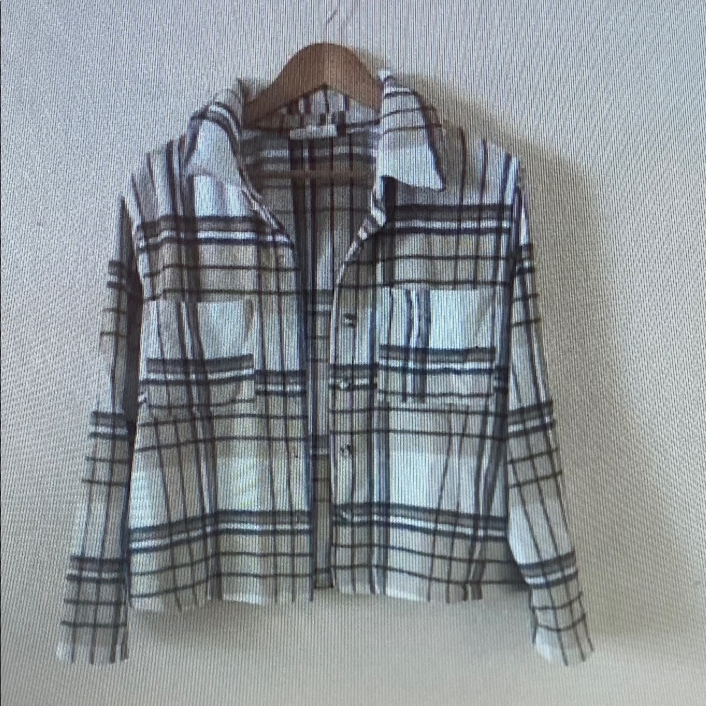 Melloday Brown Tan Plaid Shacket Sz XL